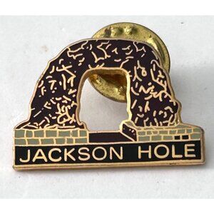 Vintage Jackson Hole Souvenir Enamel Lapel Pin Arch Design
